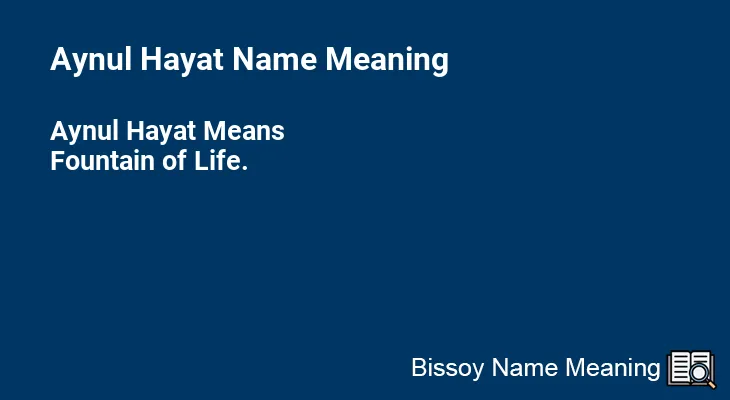 Aynul Hayat Name Meaning
